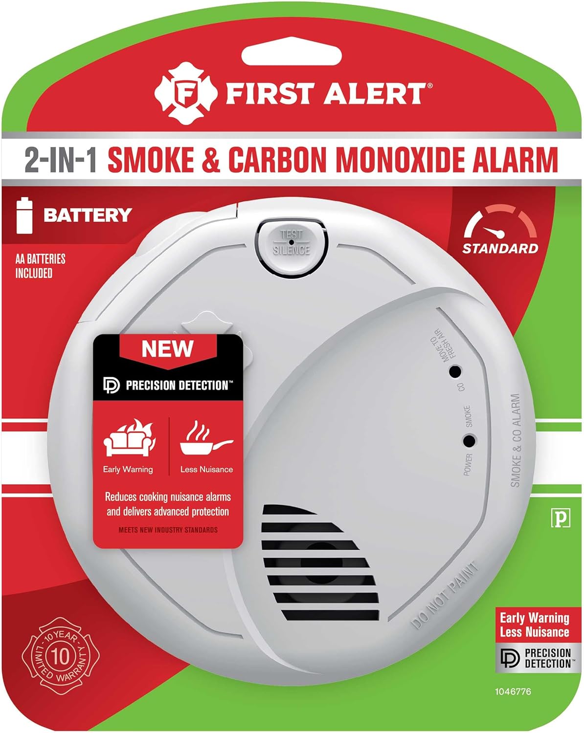 Smoke + CO combo alarm (consider sealed-battery models if that fits your preference):